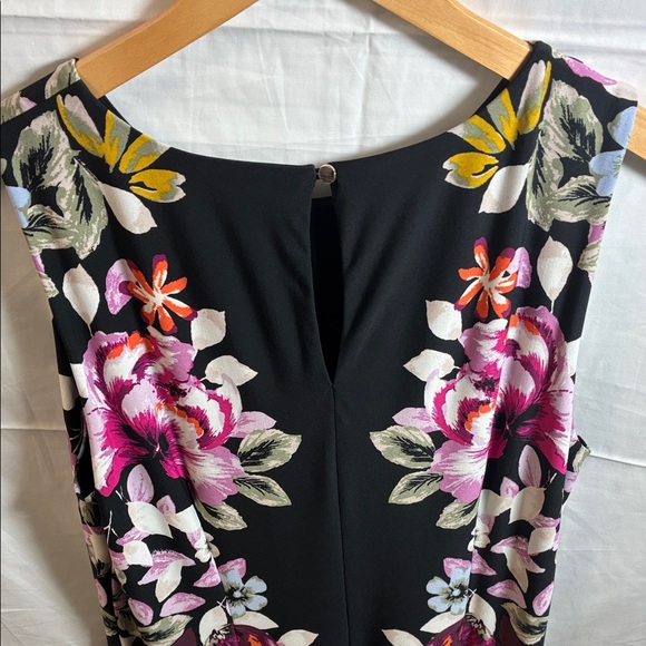 White House Black Market Black Floral Midi Dress - Picture 3 of 5